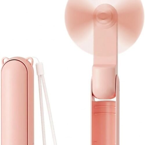 Portable mini USB handheld fan with power bank cute USB rechargeable pocket fan foldable small cooling fan with LED light for travel beach