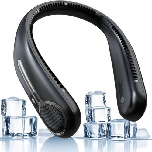Portable neck fan personal wearable bladeless fan USB rechargeable with 360 degree airflow LED display and 4 speeds hands free for outdoor indoor gifts