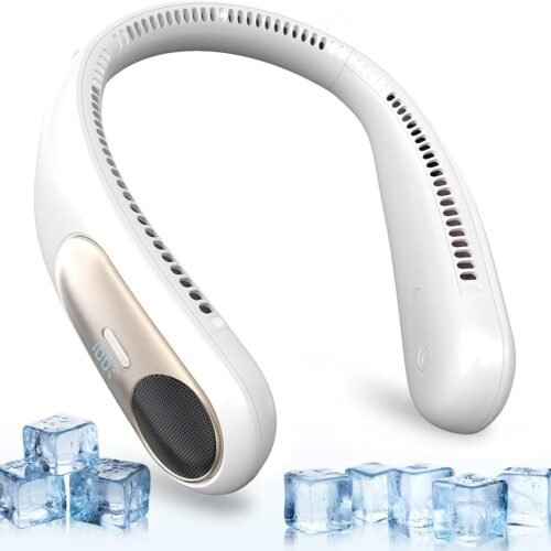 Portable neck fan personal wearable bladeless fan for outdoor indoor LED display 360 degree cooling 4 speeds USB rechargeable gifts