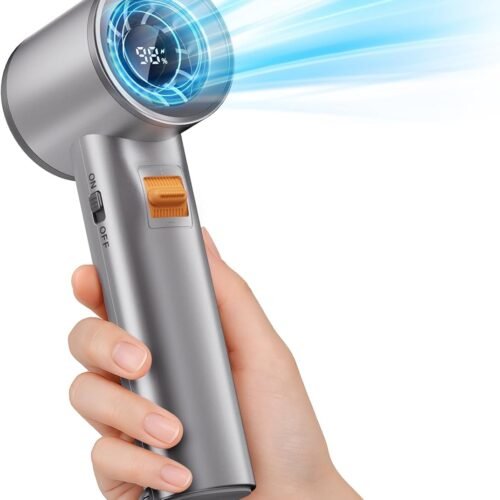 Portable handheld turbo fan for outdoor mini handheld personal pocket fan powerful airflow wind adjustable speeds digital display gifts for travel outdoor activities camping