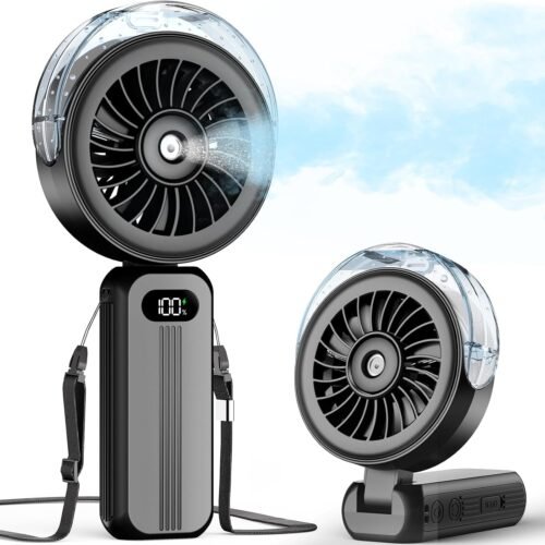Handheld misting fan portable powerful high speed small personal rechargeable cooling mister fan water spray mist for travel indoor outdoor hand desk